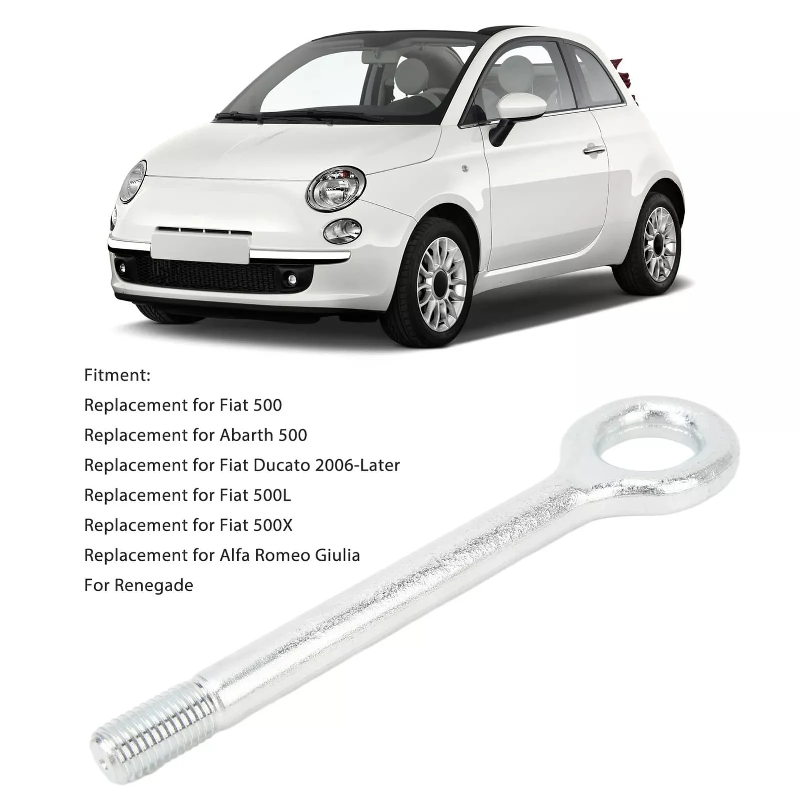 Crochet De Remorquage Fiat 51798113 - Compatible 500, Giulia, Renegade | Accessoire Remorquage Robuste En Métal - 2