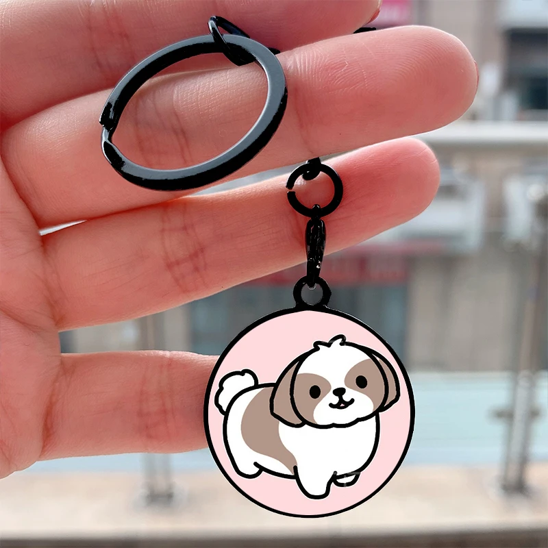 

Fashion kawaii Shih Tzu Cool Key Tag Motorcycles Cars Backpack Chaveiro Keychain For Friends Key Ring Gifts Accessories