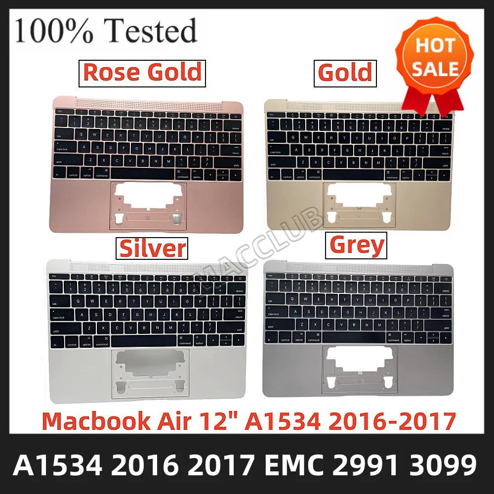Capa Superior com Teclado para Macbook Air 12 Polegadas A1534 Início de 2023 Meados de 2023 Emc 2991 Emc 3099 A1534