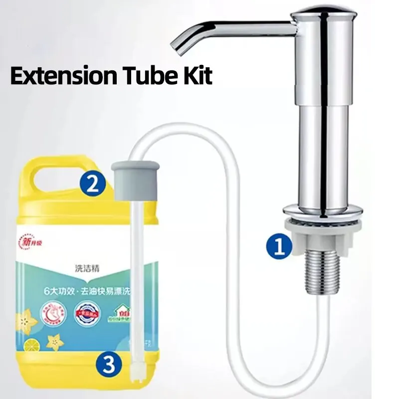 Sink Soap Dispenser With Extension Tube Extended Design Spill Prevention Large Flow Kitchen Hand Press Dispenser Soap