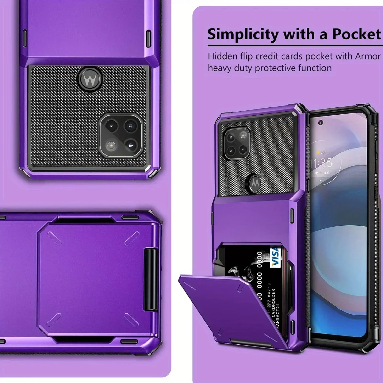 Dual Layer Armor Wallet Case with 4-Card Holder and ID Slot