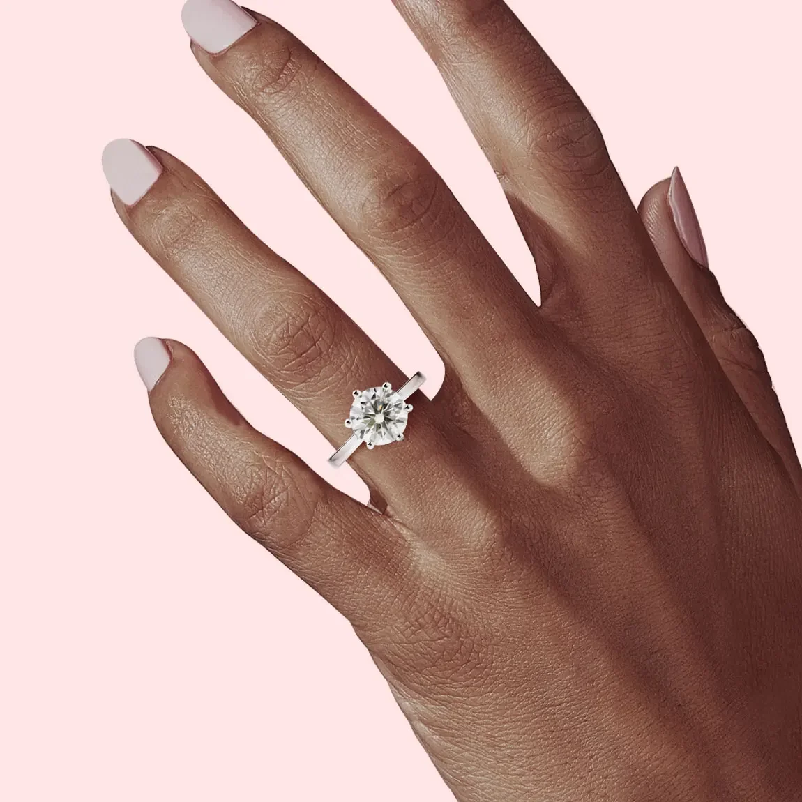 Classic Six Prongs Round Cut 2ct Solitaire Moissanite Engagement Ring Real 925 Sterling Silver Anniversary Fine Jewelry