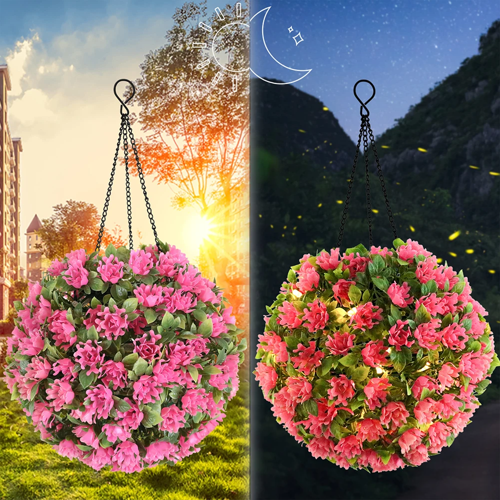 

Solar Light Outdoor Artificial Flower Grass Ball Light Waterproof Hanging Pendant Lamp Garden Solar Lantern Lighting Decoration