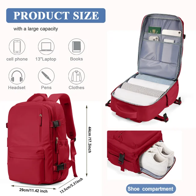Airplane Approved Backpack for Women Travel Backpack Large Capacity Hand Luggage Multifunctional Bag Men Waterproof Laptop Bag 2