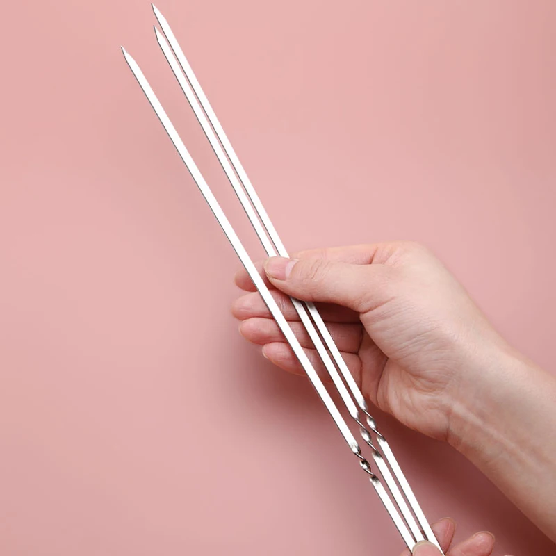 Barbecue Skewer Storage Tube Stainless Steel BBQ Needle Stick Reusable Flat Grill Sticks Outdoor Camping Picnic Accessories barbecue skewers,bbq grilling accessories