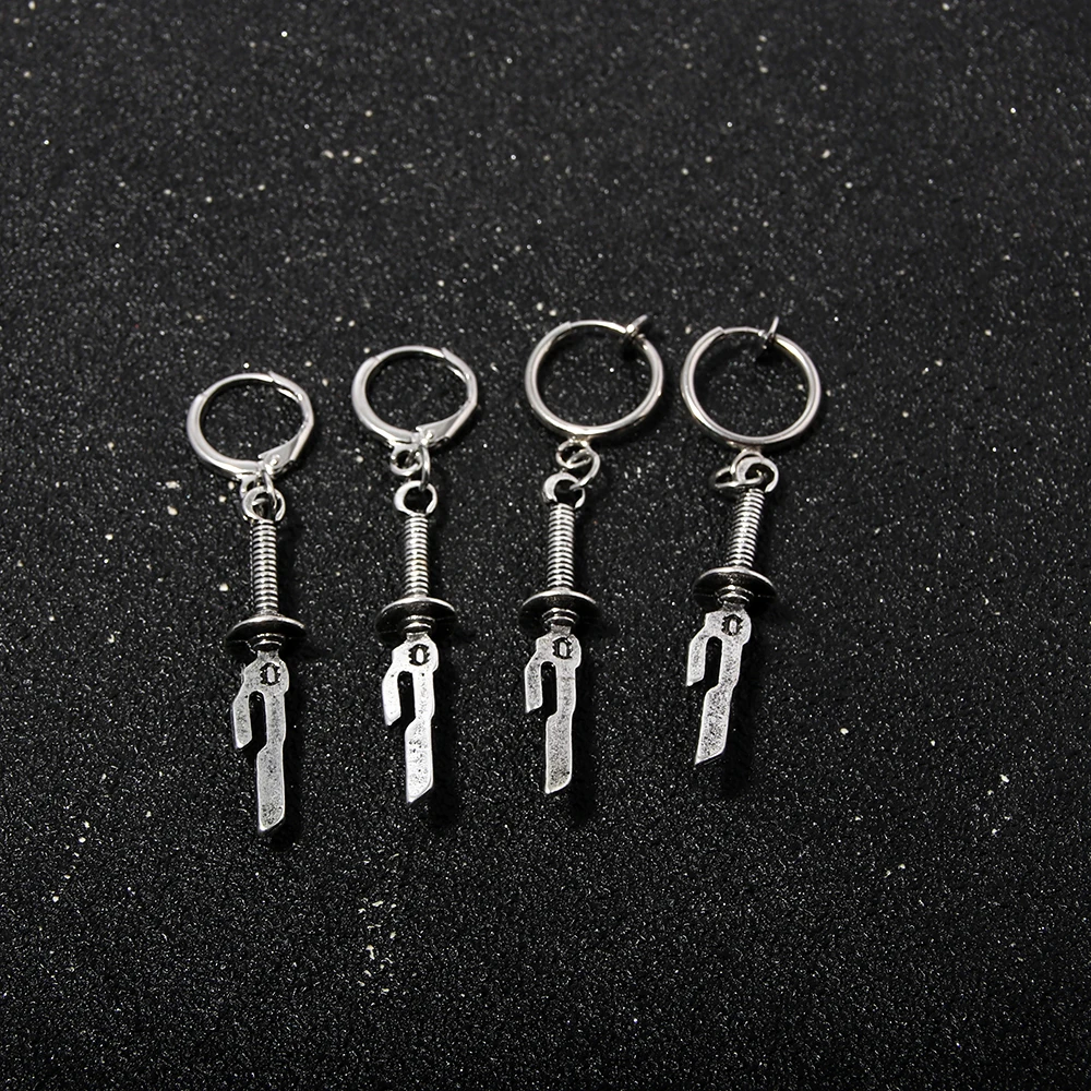 Pendant Earrings Anime Jujutsu Kaisen Earrings Fushiguro Toji Weapon Model Pendant Ear Clips for Women Men Jewelry