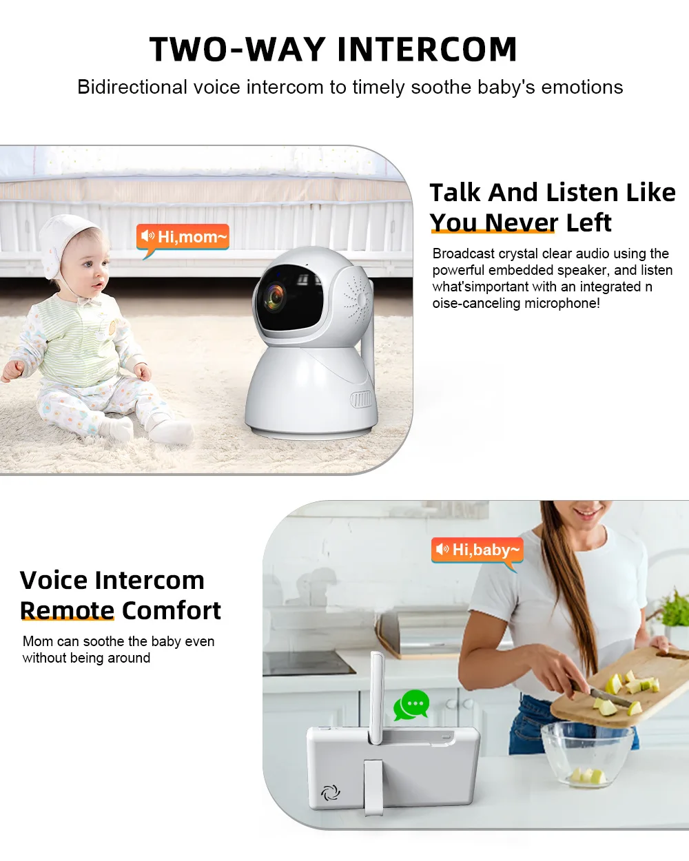 5inch Video Baby Monitor 720p Crying Detection Battery Wireless 360&deg; PTZ Baby Audio Camera IR Night Vision Nanny Babyphone