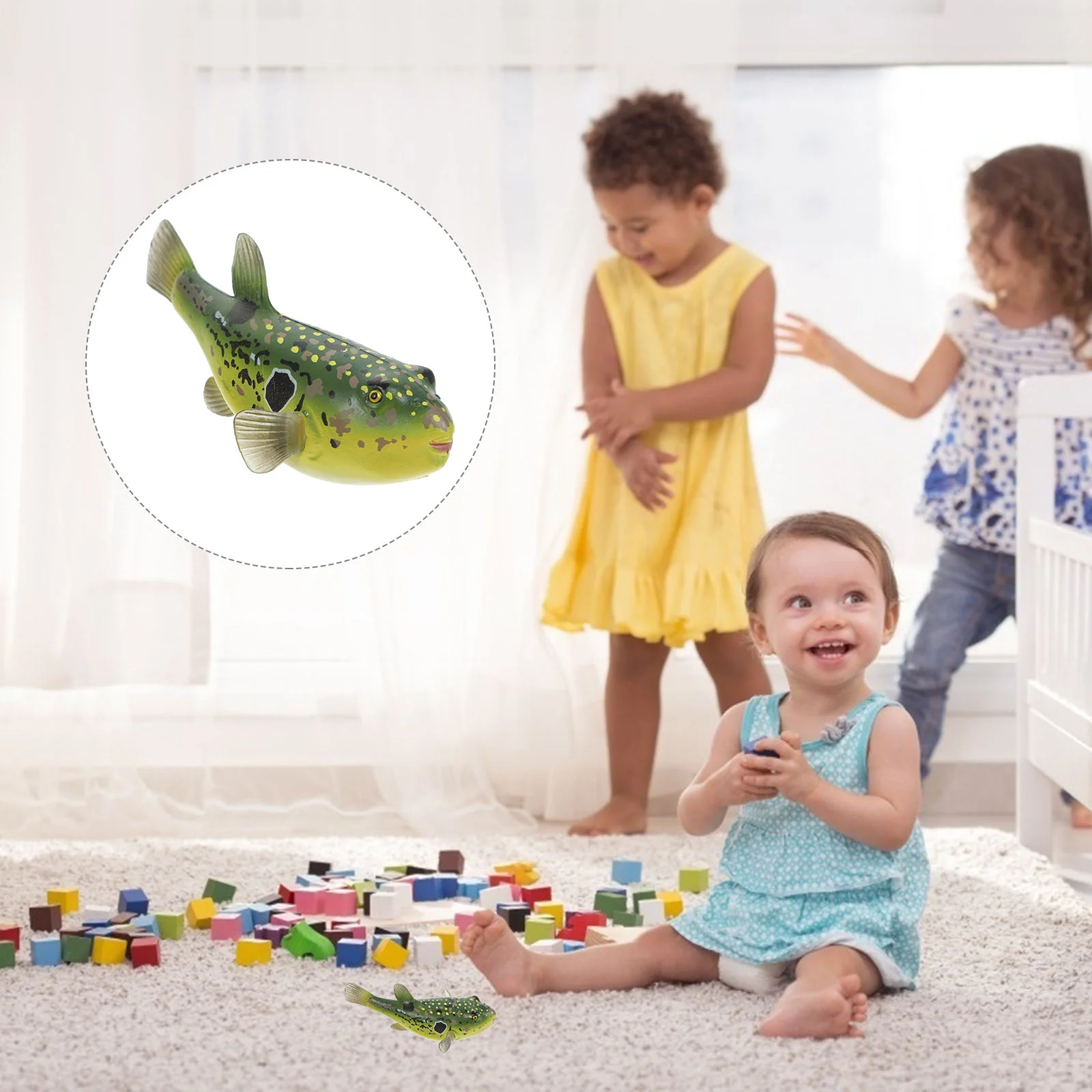 

Puffer Fish Toy Realistic Simulation Figures Toys Decorate Sculpture Plastic Child