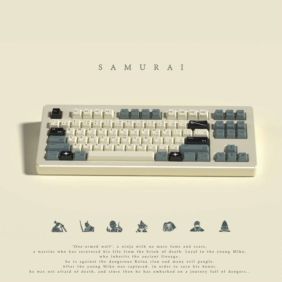 Gmk Samurai Keycaps Grupo Pbt Sublimação de Corante Perfil Cereja 61 64 84 87 96 980 104 108 151 Chaves