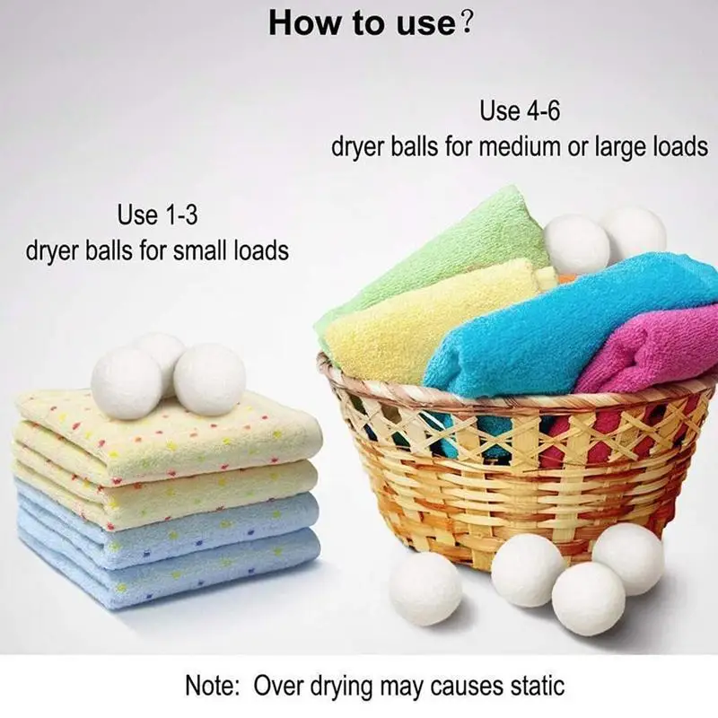 Dryer Wool Balls Drying Time Shortener Set Of 6 Reusable Fabric Softener Ball Reduces Clothing Wrinkles And Saves Drying Time