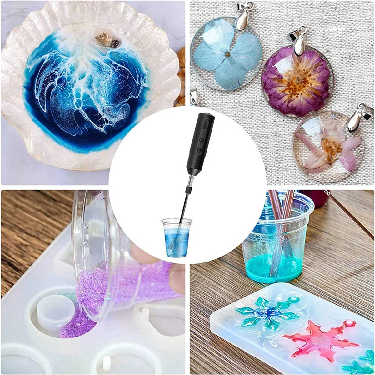 Epoxy Mixer, Handheld Resin Mixing Tools for Resin Stirring-Electric Stirrer Machine with 4Pcs Paddles HOT