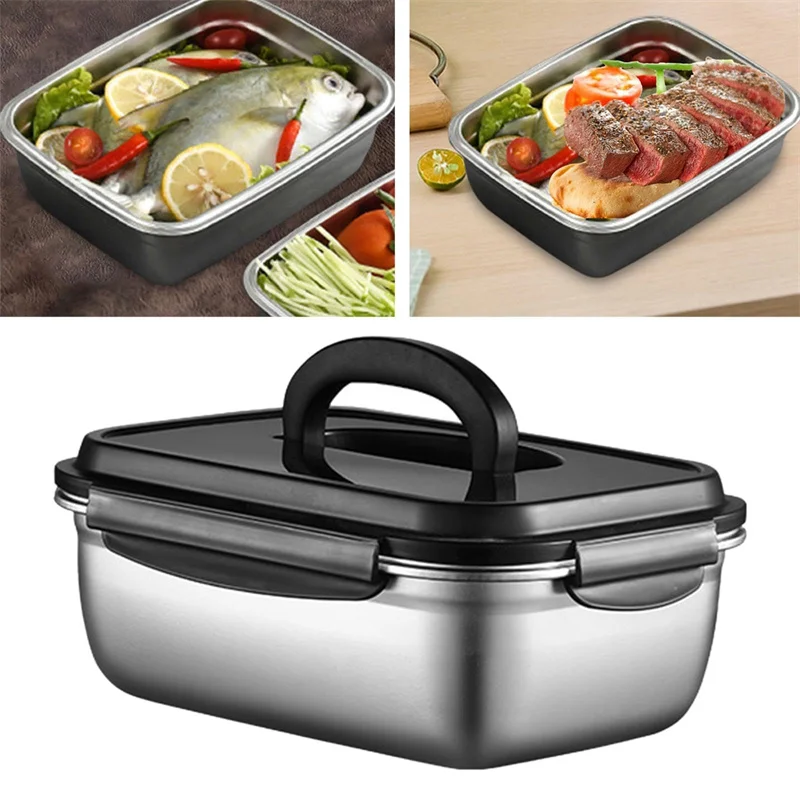 304 Stainlesss Steel Leak Proof Lunch Box With Lid Picnic Box Bento Box Food Storage Containers For Portable Food Bento Boxes 2