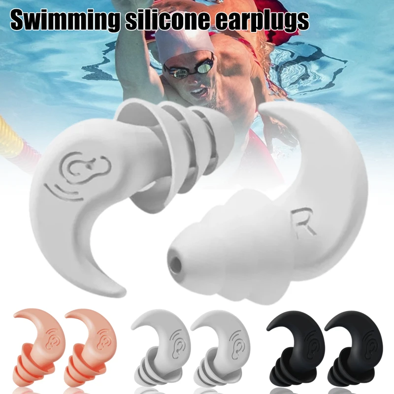 AntiNoiseReductionSiliconeEarplugsWaterproofSwimmingEarPlugsForSleepingDivingSurf