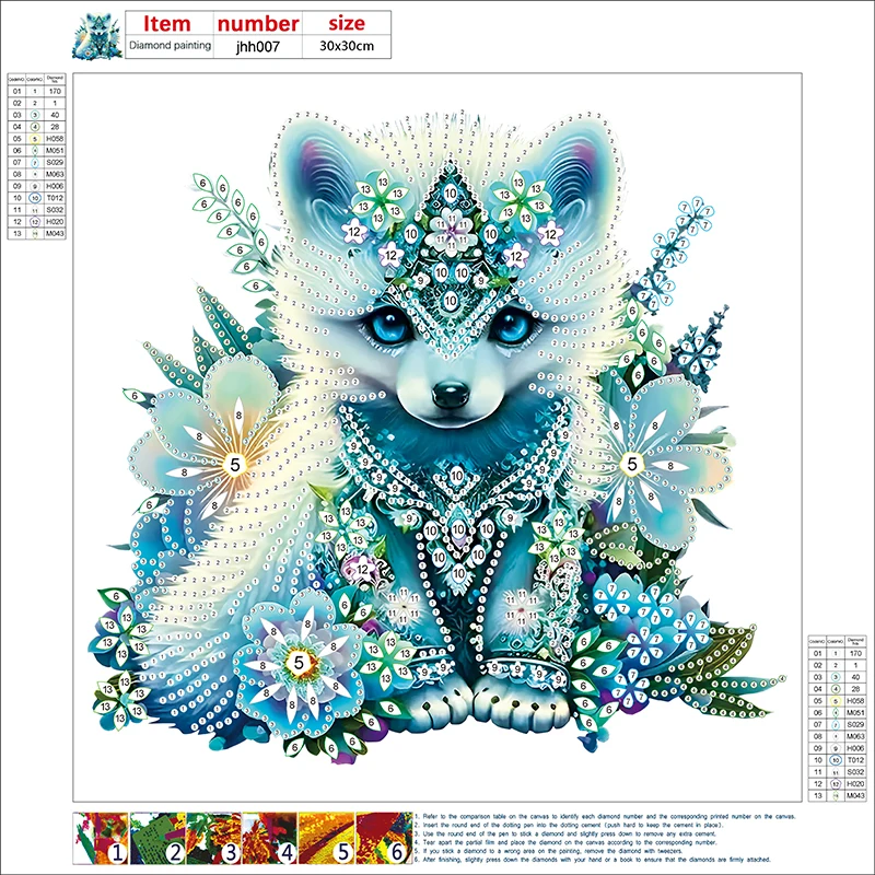 11.8&times;11.8 Inch /30X30cm Painting Set Crystal Rhinestone Fox Set Adult Beginner Party Gift DIY Painting Special-shape