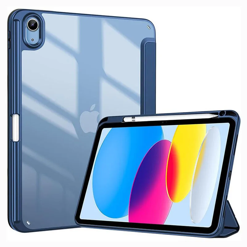 Clear Acrylic Back Tablet Case with TPU Protector and Pencil Holder
