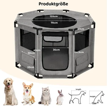 Dog Playpen, Cat Dog Crate Portable Pet Exercise Cage Kennel House Puppy Playpen Animal Playpen Indoor/Outdoor, Water-Resistant 1
