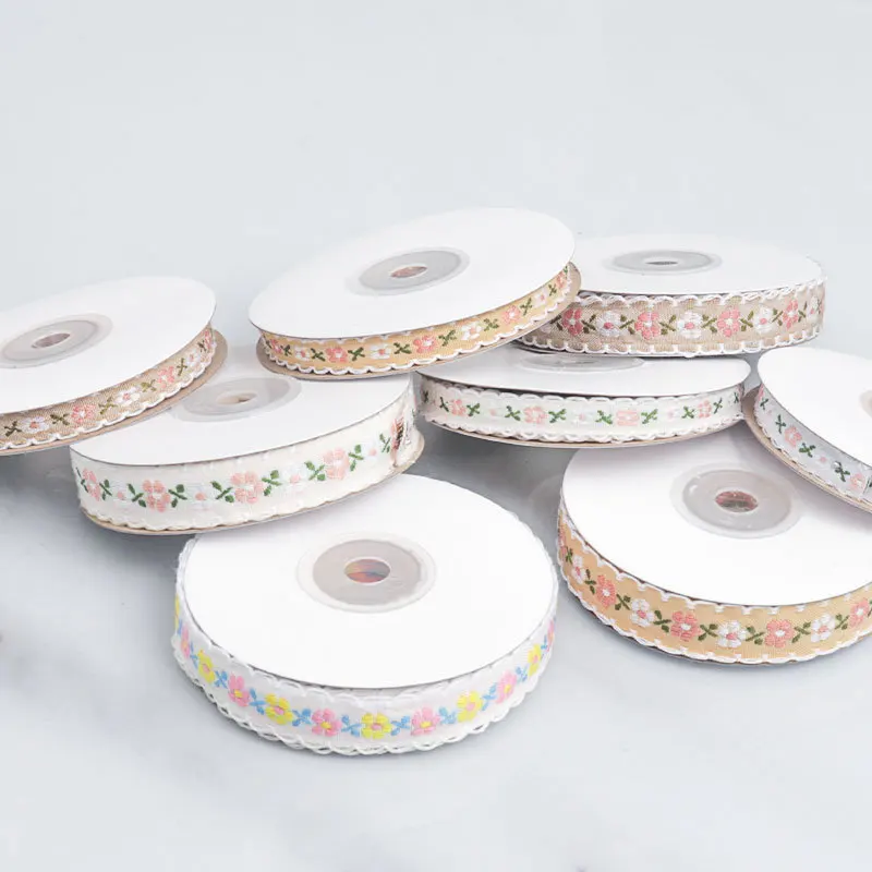 자수 작은 꽃무늬 우븐 모자 활, 수제 DIY 우븐 재료, 우븐 액세서리, 리본 선물 장식, 2 개