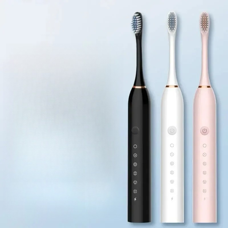  Couple Set Electric Ultrasonic Toothbrush Soft Bristles USB Charging Waterproof Adult Tooth Cleaner 6 Speed Modes Home Use 