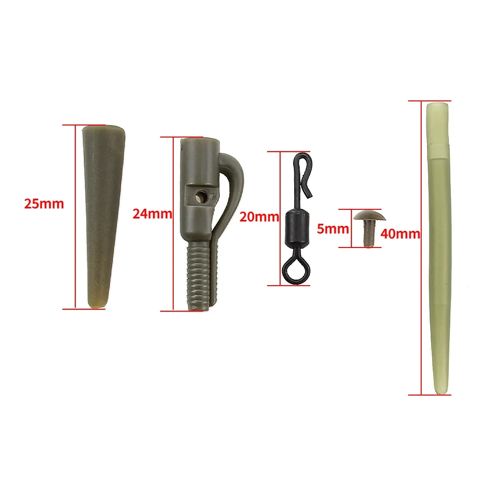 Fishing Accessories Hirisi 40 x Carp Fishing Safety Lead Clips Tail Rubber Cone Anti Tangle Sleeve Quick Change Swivels Fishing Accessories Rig M5-1