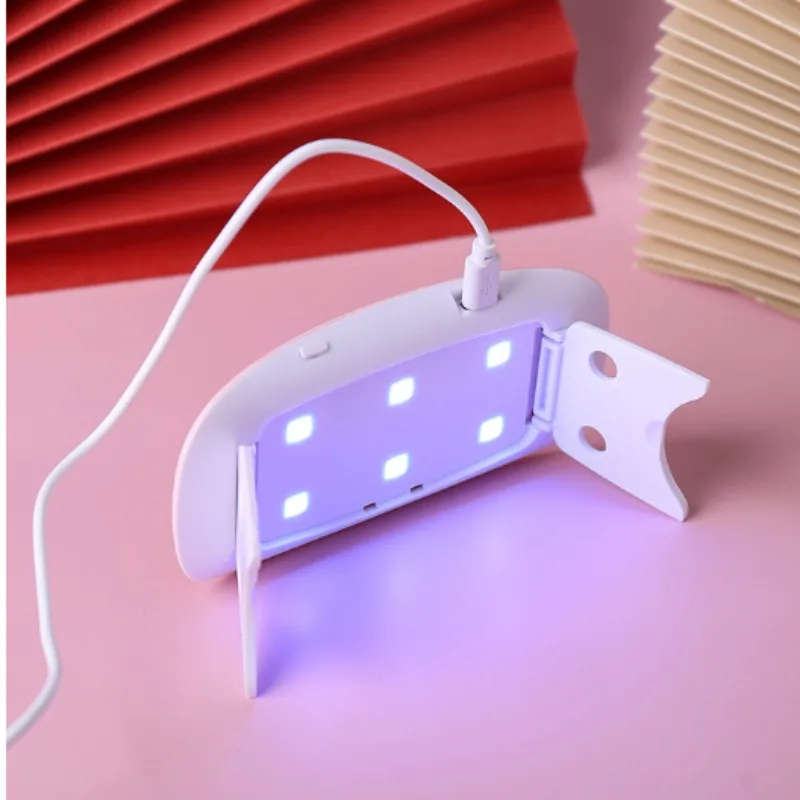 6W 미니 네일 건조기 휴대용 6 LED UV 매니큐어 램프 가정용 네일 램프 폴리쉬 바니쉬 건조용