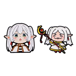 Set of Whimsical White - Haired Elf Enamel Pins - Cute Cartoon Girls Brooch for Backpacks, Clothing, and Accessories (4)