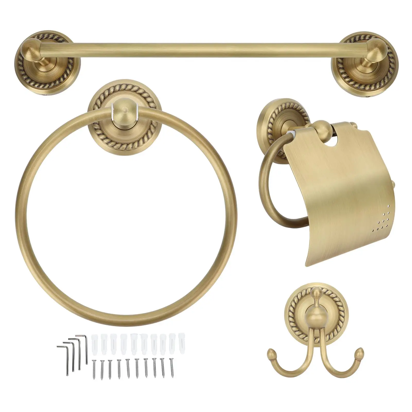 Retro Copper Shower Storage Rack - Easy Install Towel & Tissue Holder for Bathroom Decor, Heavy Duty Design