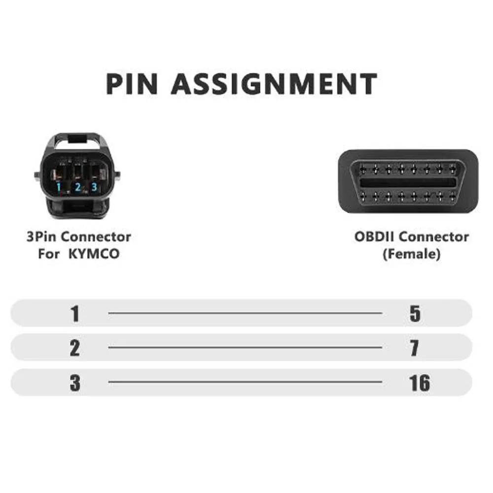 Фото Адаптер для KYMCO 3 PIN мотоциклетный кабель OBD OBD2 Диагностический кабель OBDII 16Pin на 3 PIN для KYMCO мотоциклетный Конвертер Разъем №5