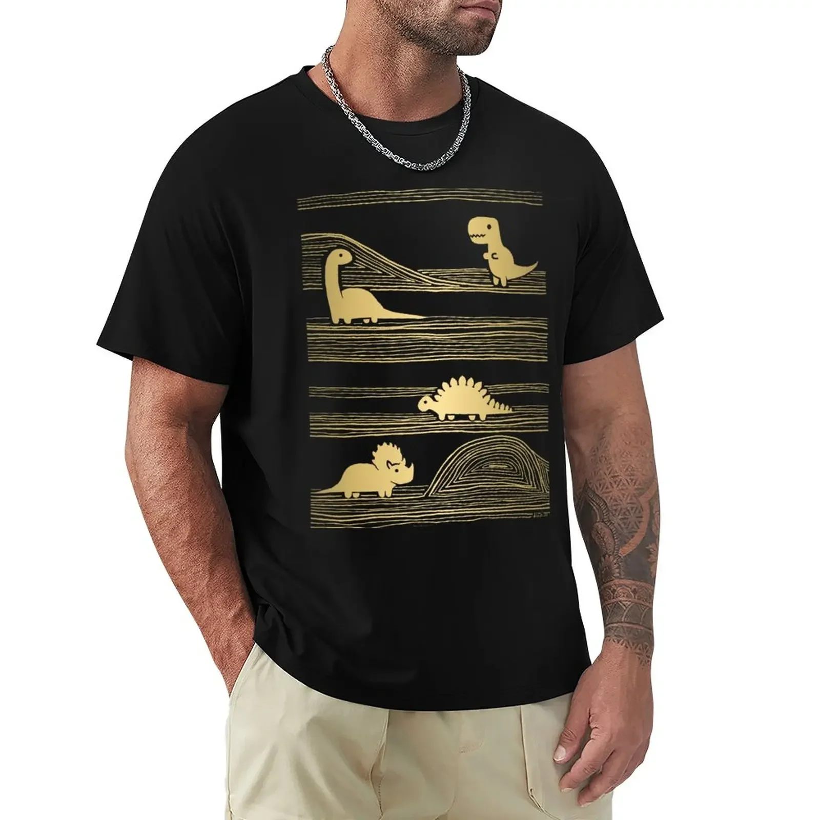 

Dinosaur (gold/black) T-Shirt summer tops plus sizes mens t shirt