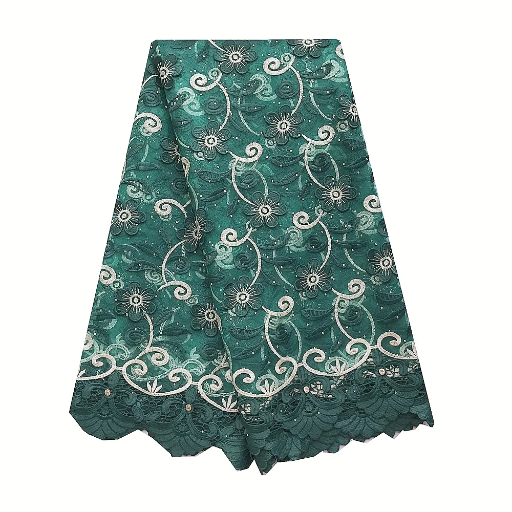 

African Lace Fabric 5 Yards Appliqued 3d French Net Lace with Stones Swiss Cord 2023 Teal Guipure Wedding Nigerian Lace Fabrics