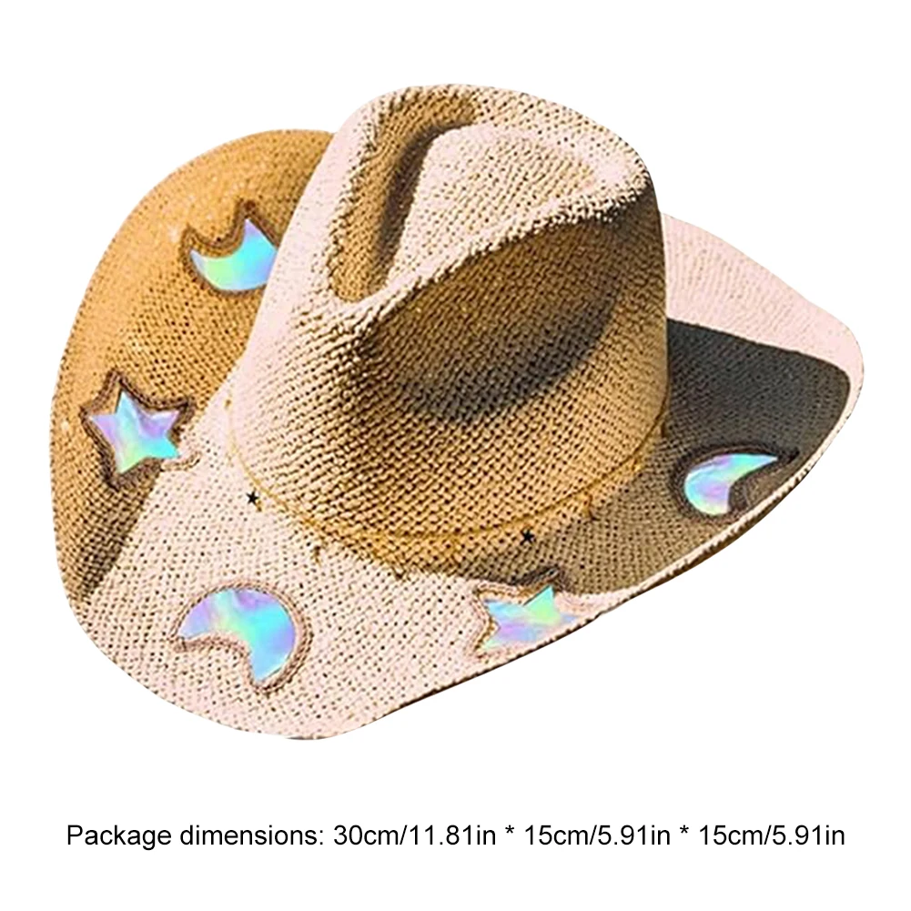 Straw Beach Sun Hat for Women Shapeable Cowgirl Hat Vintage Summer Woven Sun Hat for Music Festival Party Beach