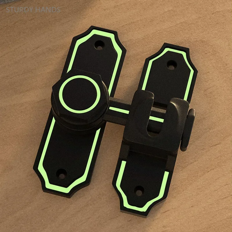 Glow-in-the-dark Door Clasp Zinc Alloy 90/180 Degree Dual-purpose Door Lock Home Barn Sliding Latch Indoor Safety Bolt