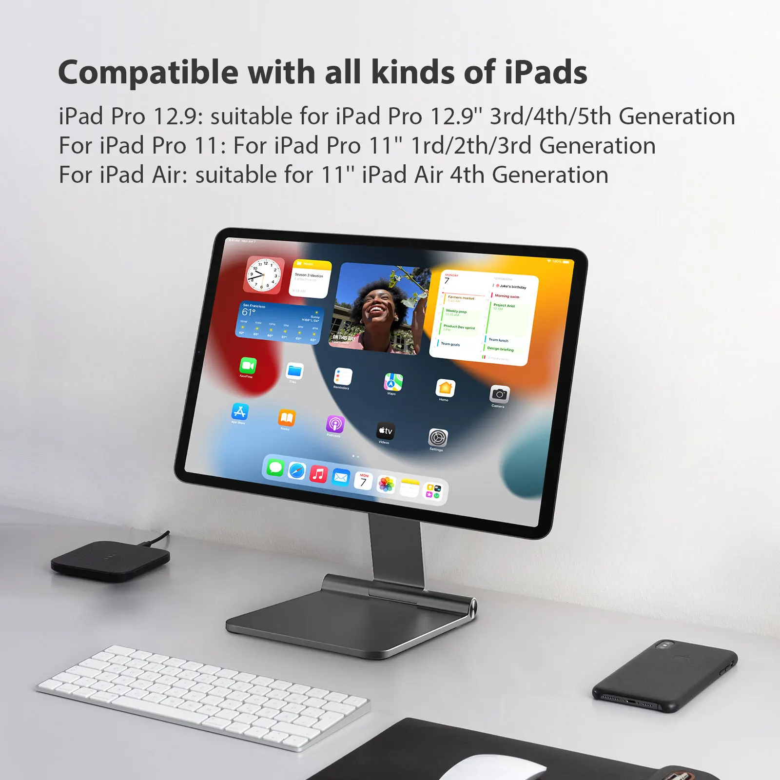 Meaowxva-suporte Magnético Dobrável para Ipad Suporte Tablet Rotação de Alumínio ar Ipad Pro 12.9 11 - Imagem 3