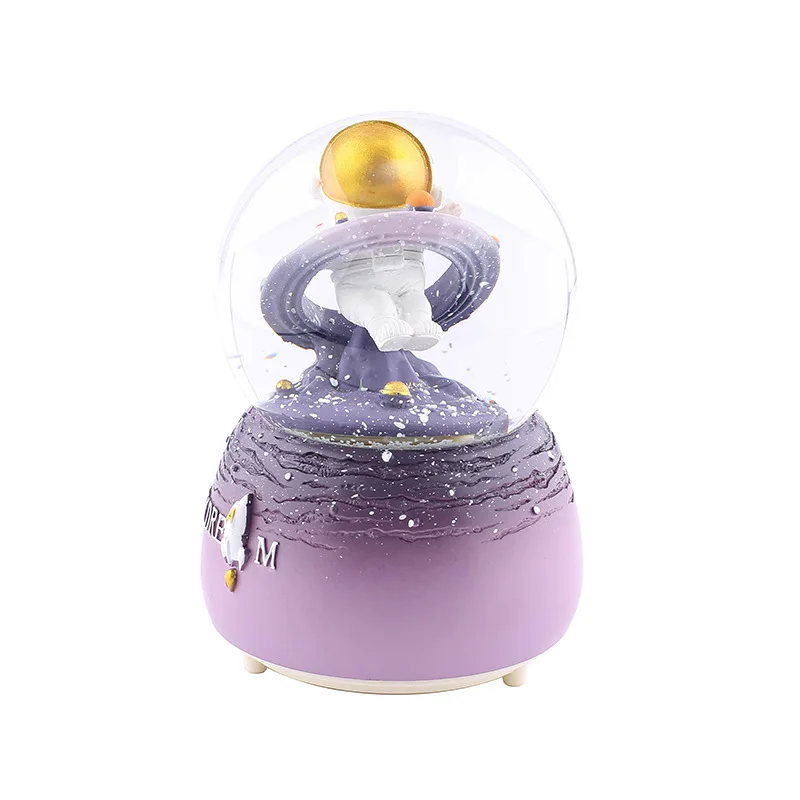 창의적인 우주비행사 눈꽃송이 뮤직박스 워터볼 어린이 생일 선물 우주인 데스크탑 장식품 천문 테마