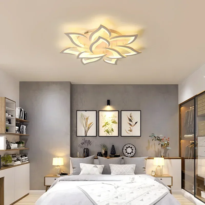 Modern Luxury Led Ceiling Chandelier for Living Room Kitchen Bedroom Lamp Home Decorations White Lighting Acrylic Fixtures