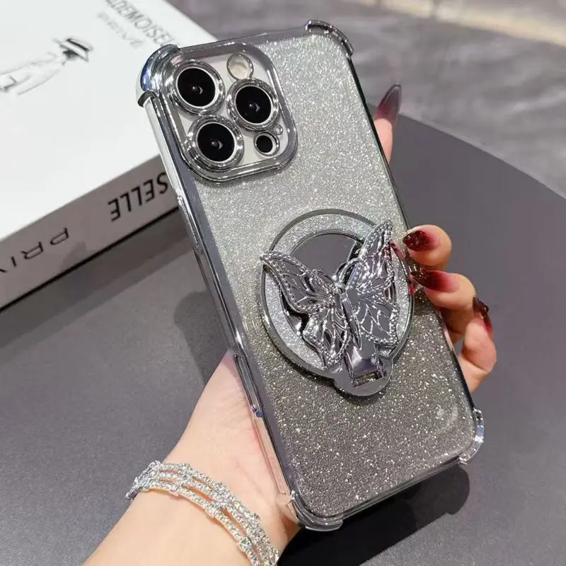 Shockproof Mirror Butterfly Phone Case - Elegant and Durable Protection Cover