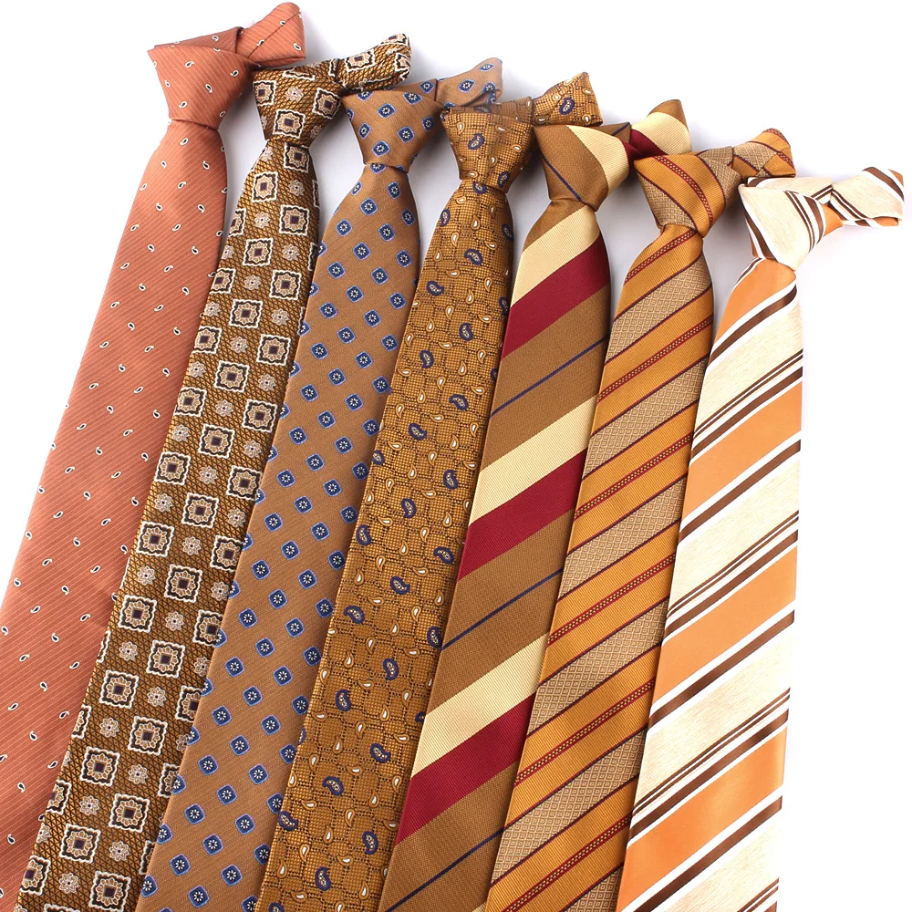 Orange Braune Krawatten für Männer und Frauen, Anzug, gestreifte Krawatte für Party, Business, klassische Paisley-Krawatten, Hochzeit, Krawatte, Bräutigam-Geschenke