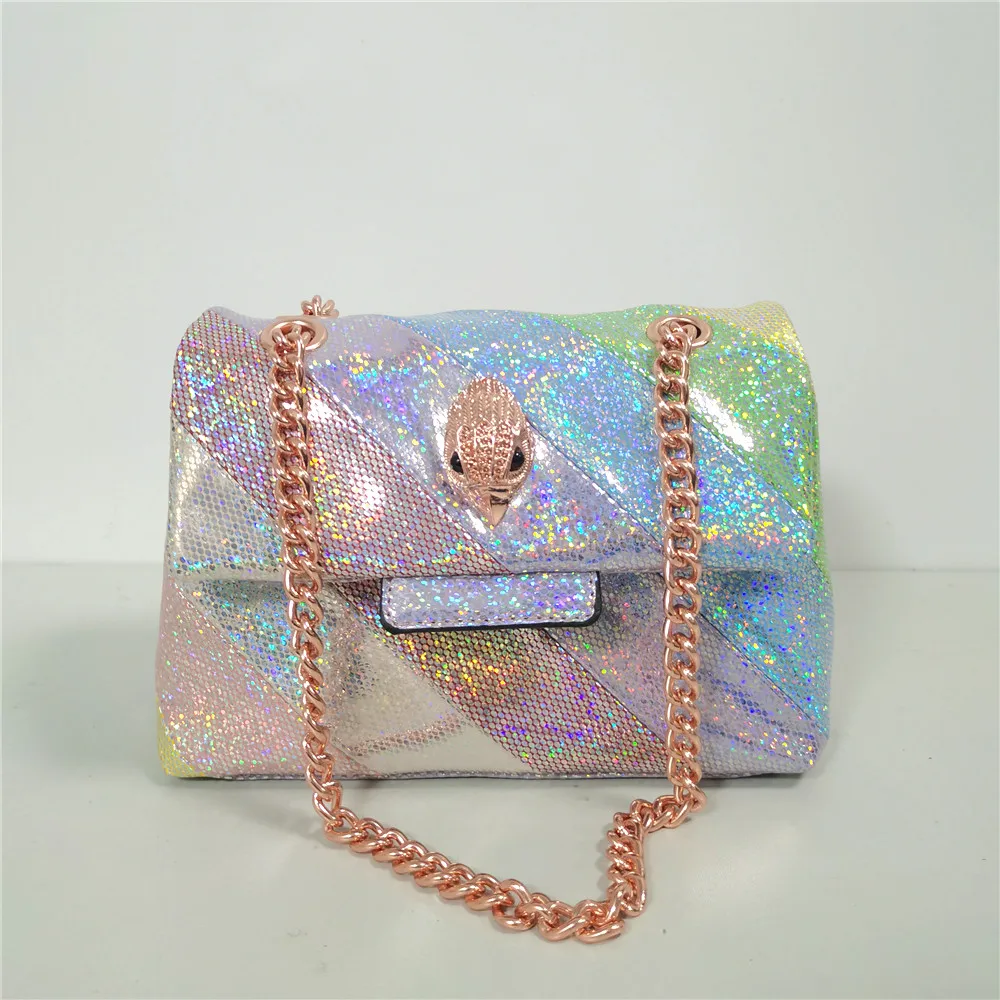 Summer Glitter Rainbow Women Handbag Colorful Sinny Bling PU Leather  Metallic Cross Body Shoulder Bag - AliExpress