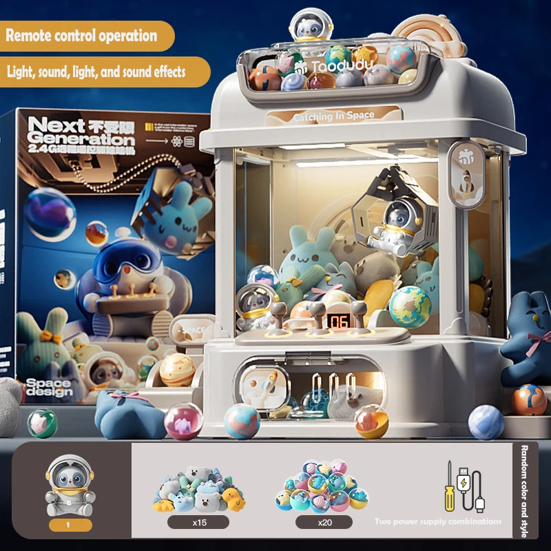 Claw Catch Toy DIY Doll Machine Kids Coin Operated Play Game Remote Control Counting Mini Crane Machines Music Doll Kid Gift