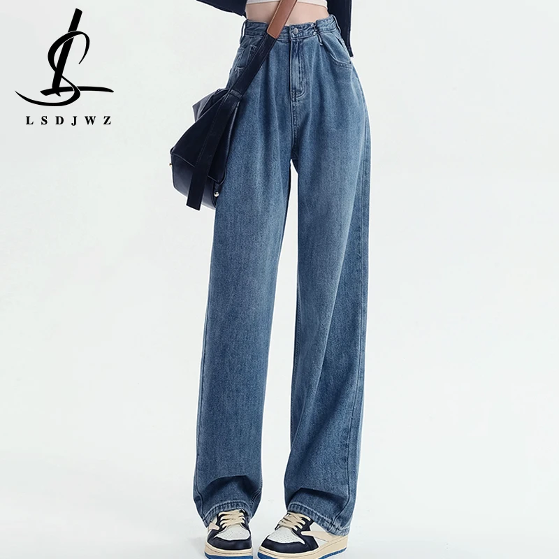 

Streetwear Denim Women's Jeans Woman High Waist Y2k Female Clothing Korean y2k Straight Leg Jeans Pants Vintage Clothes Blue