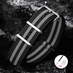 Braided Nylon Universal Sport Watch Strap - Versatile Military - Style Wrist Band Accessory - 22mm (Black Grey)