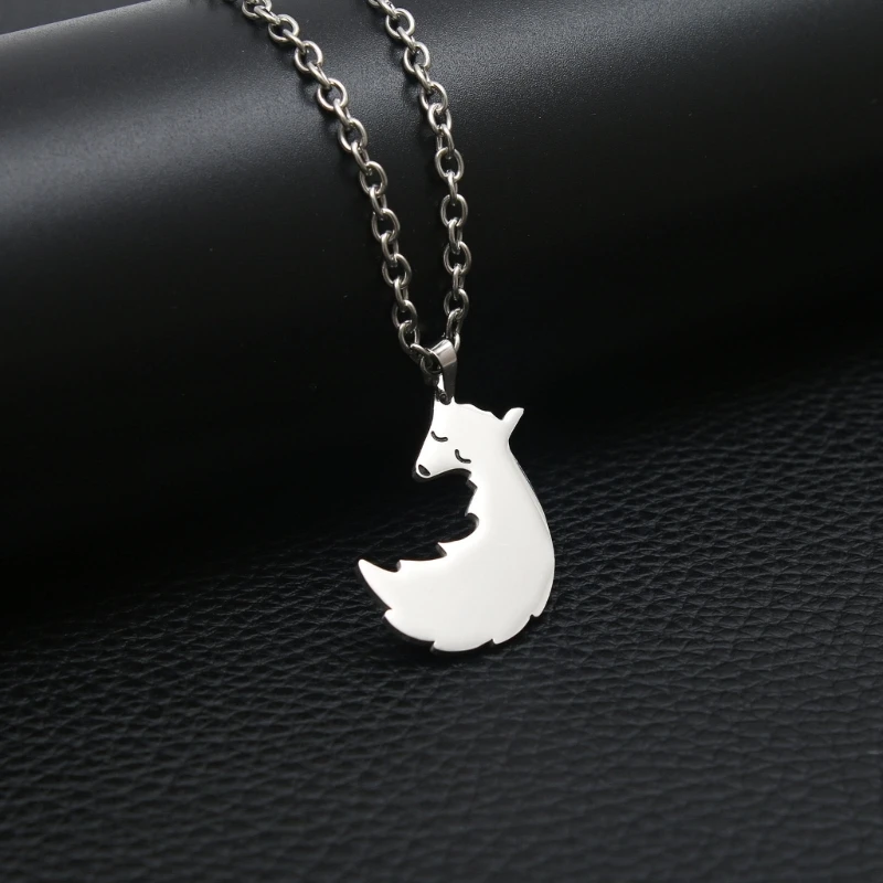 Sterling Silver Wolf And Fox Love Necklace BFF Necklace For 2,Best