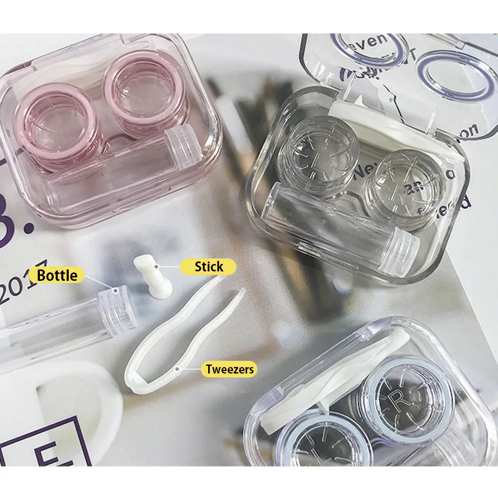 1PC New Transparent Contact Lenses Case Mini Portable Travel Contact Lenses Box Beautiful Pupil Container Storage Case