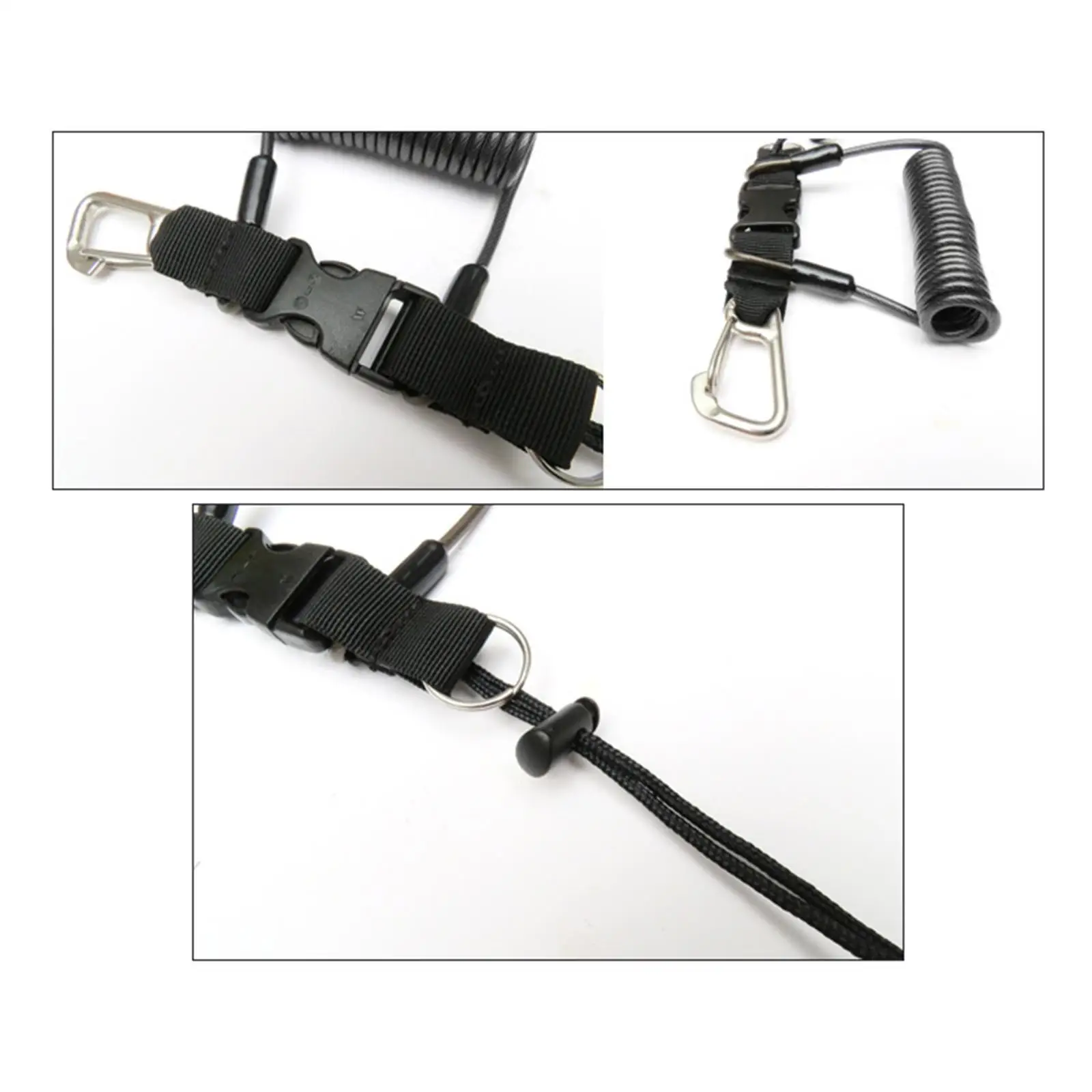 Scuba Safety Diving Lanyard Coil Rope with Quick Release Buckle Red 4