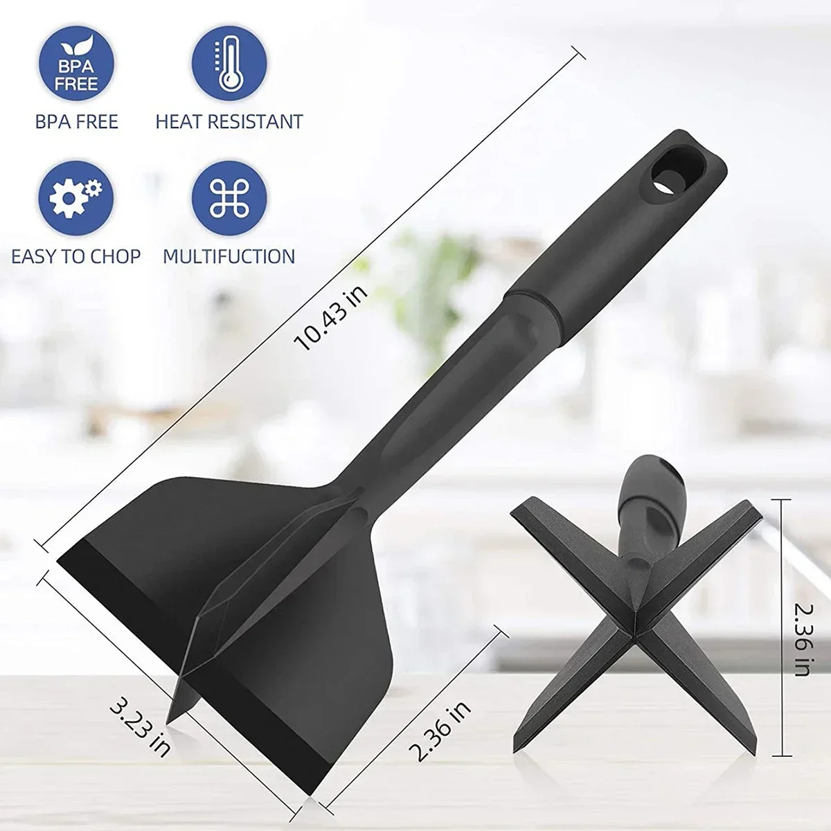 1pcs Kitchen Meat Chopper Ground Beef Masher Mixing, Grinding and Pounding Spatula Meat Scraper for Mincing Meat