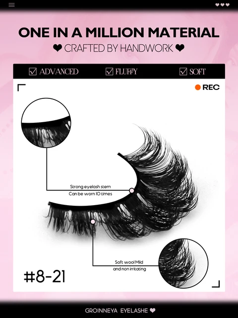 GROINNEYA False Eyelashes Cat Eye Fluffy Faux Mink Lashes Wispy Lashes Dramatic Long Thick Volume Mink False Eyelashes Makeup 6
