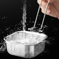 Passoire à marmite en acier inoxydable avec crochet, cuisson de nouilles, filtre à viande, filet à frire, Type suspendu 2