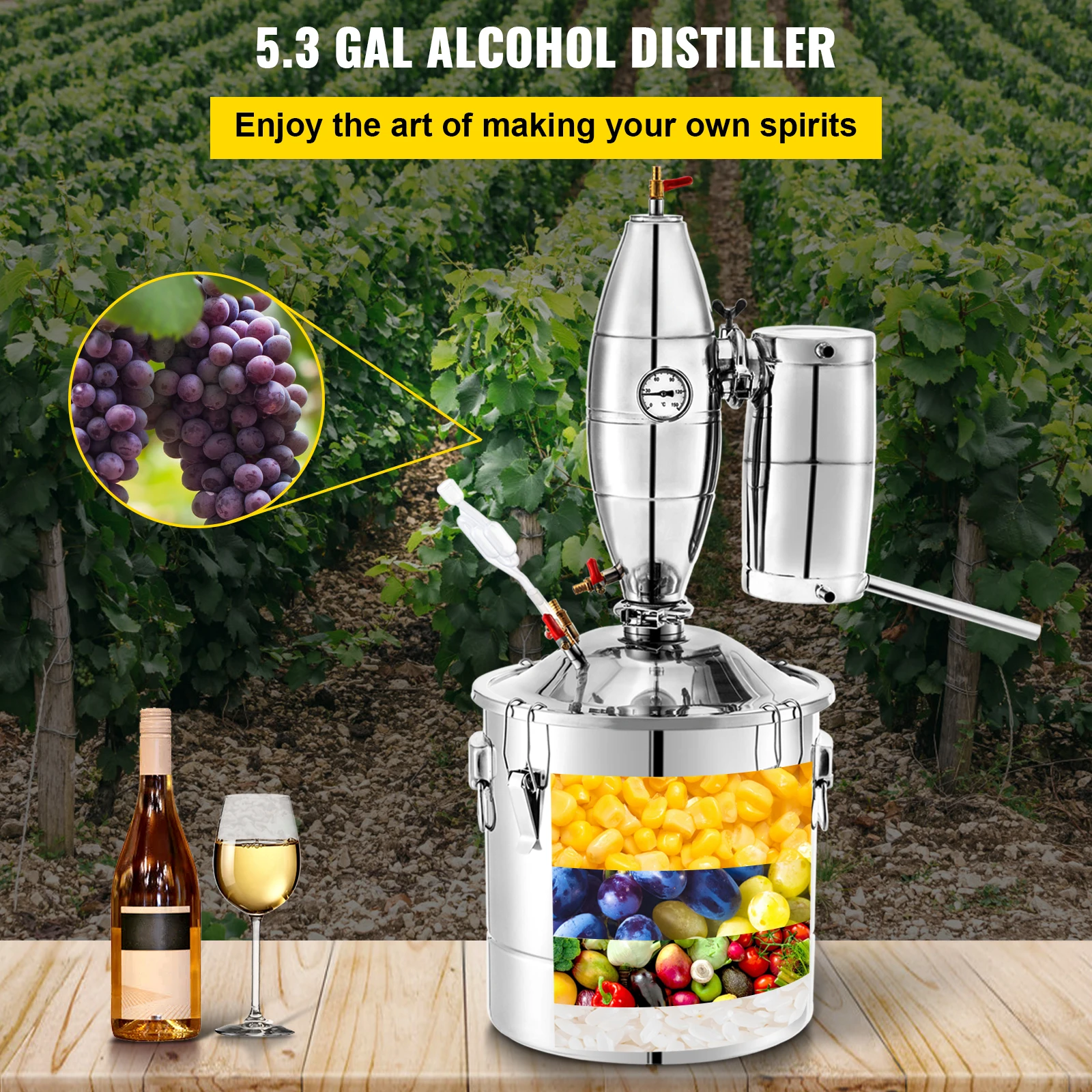 VEVOR 20L 30L 50L 70L Alcohol Distiller Machine Beer Brewing Equipment DIY Wine Moonshine Apparatus Kit