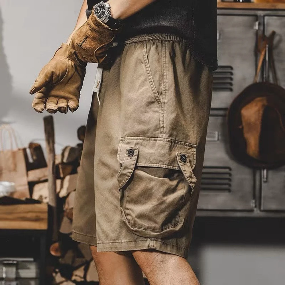 American Retro Overalls Shorts Men's Summer Hip-hop 2023 New High Street Loose Big Pocket Sports Pants Casual Five-point Pants