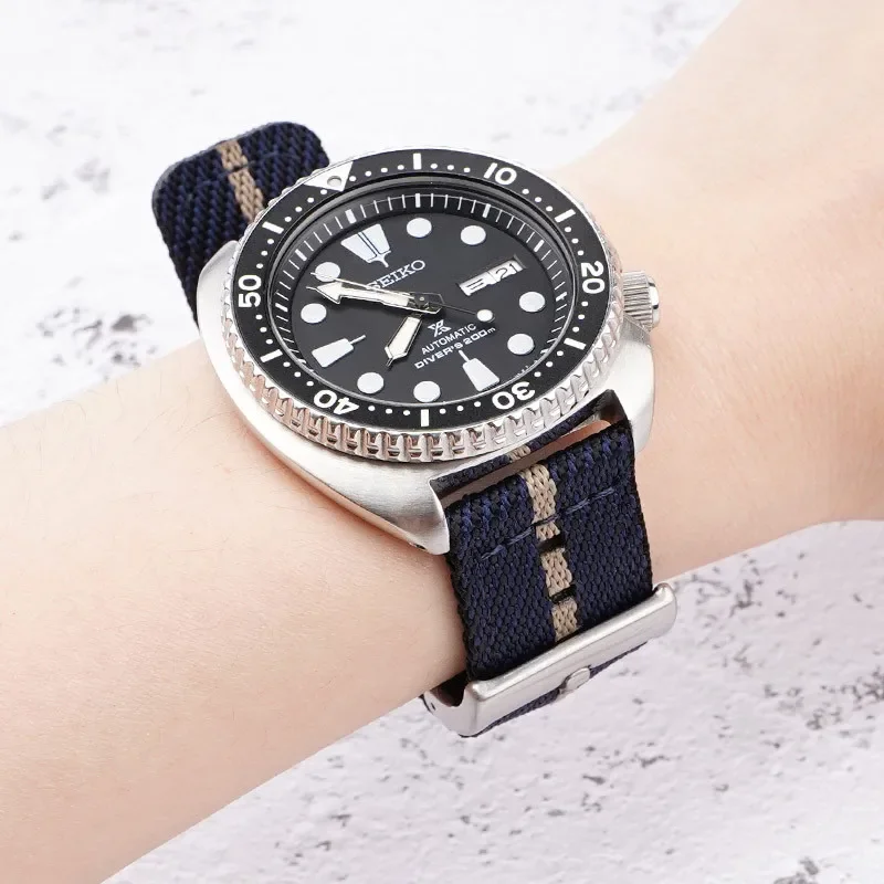 Quick Release Nylon Weave Stripe Watch Band, Sport Wrist Bracelet