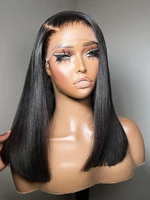 Perruque Bob Lace Front Wig naturelle Remy lisse, cheveux courts, 13x4,perruques naturelles multiples raies, pour femmes africaines 1